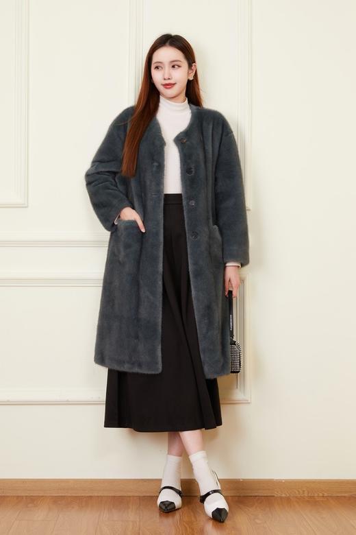 ELLA JADE 时尚气质环保皮草中长款大衣外套 21305 商品图0