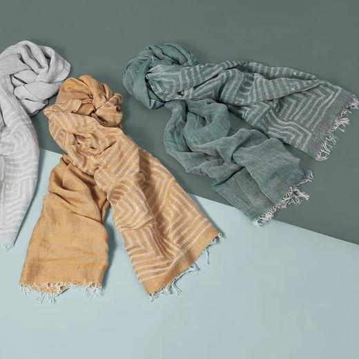 心艺手作：橄榄绿印花围巾 Olive Green Block Printed Scarf 商品图1