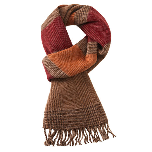 恒源祥  纯羊毛围巾-红棕格  HYX045WJ 商品图0