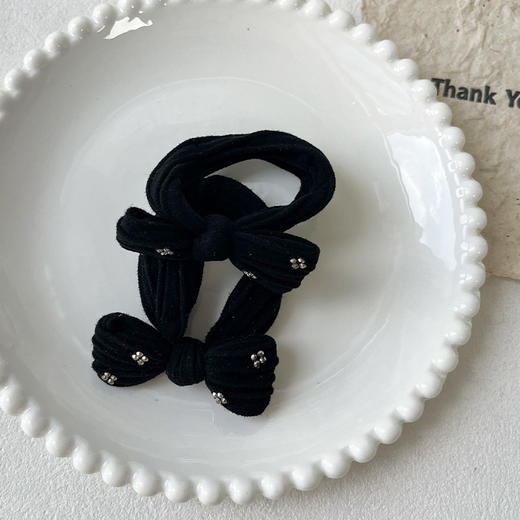 简约百搭闪钻饰蝴蝶结对装皮筋-纪念日百货门店同款167747721 商品图3
