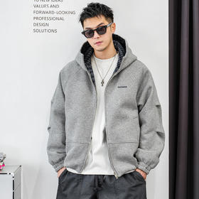 徐太浪【字母刺绣 格子拼接】连帽羽绒服男冬季白鸭绒防寒服外套