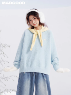 马得工地/MDGDMY131246/撞色两件套仿貂毛衣