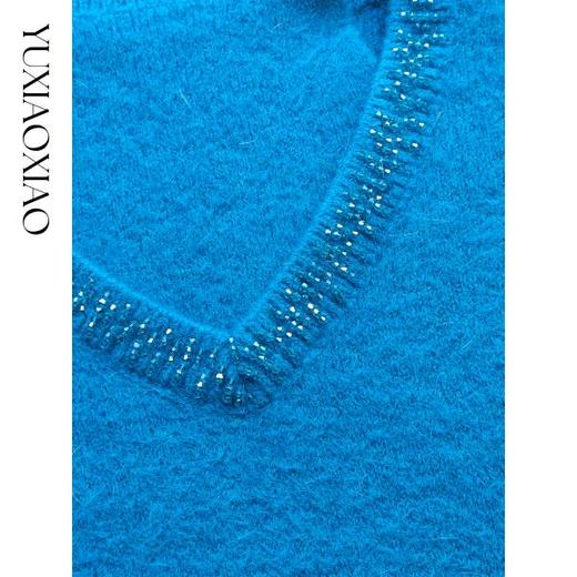 余潇潇【怦然心动】轻奢浣熊毛羊毛混纺软糯舒适半高领假两件毛衣 商品图2