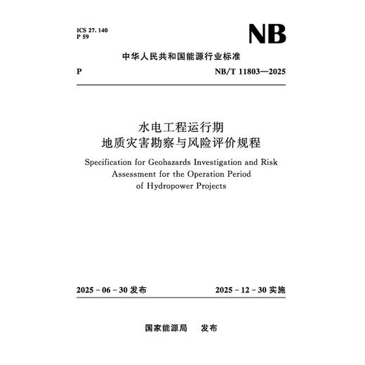 水电工程运行期地质灾害勘察与风险评价规程（NB/T 11803—2025） 商品图2