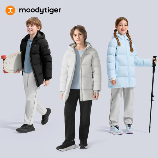 【大J专属】moodytiger男女童中长款鹅绒服冬季保暖防风拒水外套54510704 商品图5