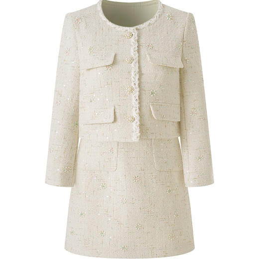 「高货wl」全新升级【铂金会员560/天猫759/差价199】(99354)洛诗琳2025立体钉珠编织粗花呢外套小香风背心裙两件套女 商品图2