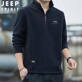 JEEP SPIRIT春秋男士摇粒绒半拉链立领时尚休闲卫衣7378（主推）
