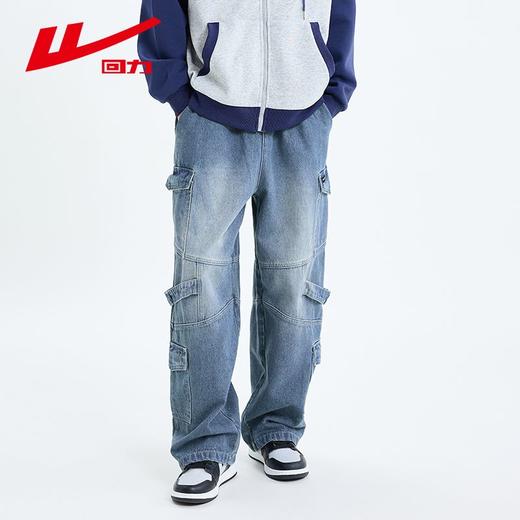 回力工装牛仔裤男2025春秋新款美式高街阔腿休闲裤宽松直筒长裤子 商品图9