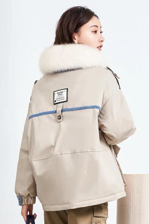 冰洁BENGEN 个性毛领牛仔拼接加厚羽绒服外套 21679 商品图3