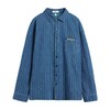 回力牛仔衬衫男士春季长袖青少年痞帅潮牌宽松休闲蓝色竖条纹衬衣 商品缩略图4