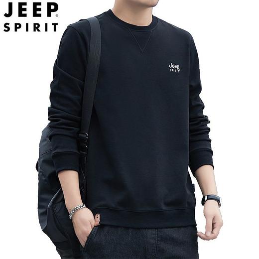JEEP SPIRIT舒适圆领卫衣男士宽松潮流纯色长袖上衣HL7195新 商品图3