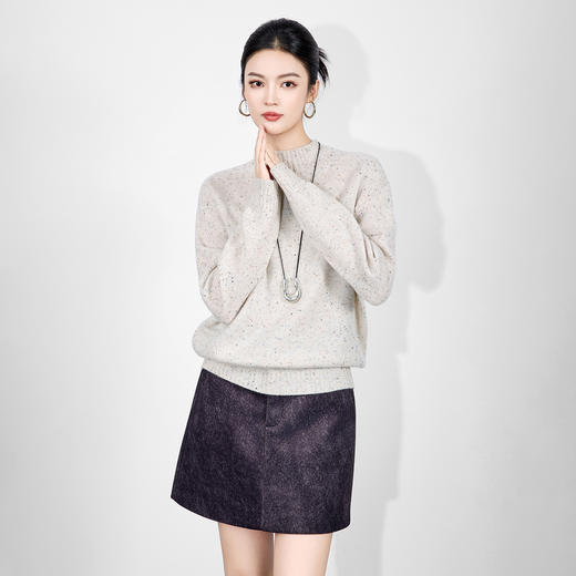 「高货wl」全新升级【铂金会员238/天猫319/差价81】(00251)洛诗琳密织彩点纱美丽诺羊毛上衣2025秋冬立领宽松针织毛 商品图1