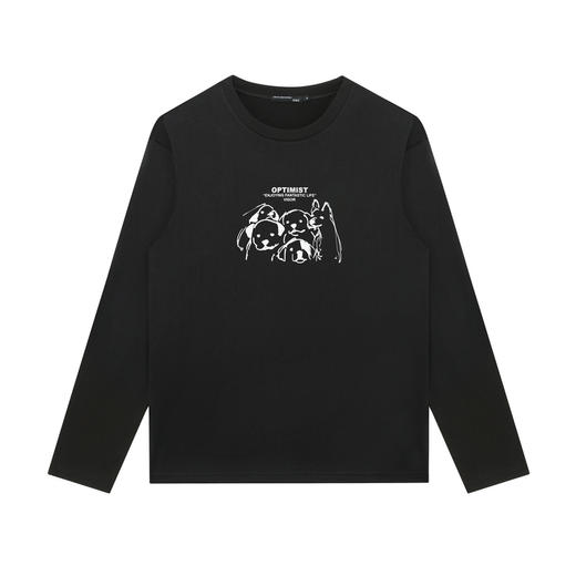 GXG男装【涂鸦小狗】秋季时尚卡通情侣款舒适纯棉圆领长袖t恤K&C 商品图2