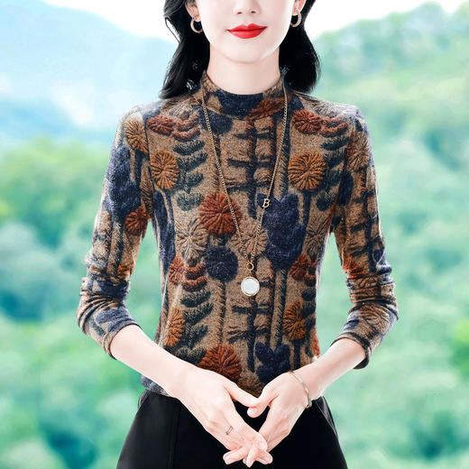 加绒加厚长袖印花T恤，打底上衣洋气内搭小衫KQL-644G9265 商品图2