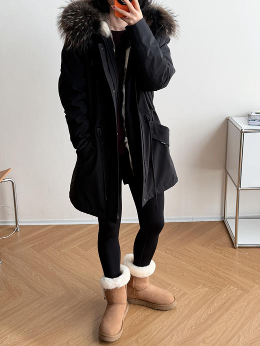 男女同款整张皮草灵貂真毛领派克服 商品图0