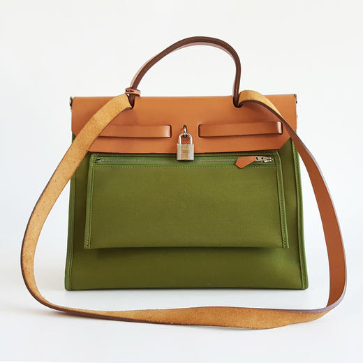 【9新】Hermes爱马仕绿色帆布Herbag 31手提单肩包女士171125PM02 商品图3