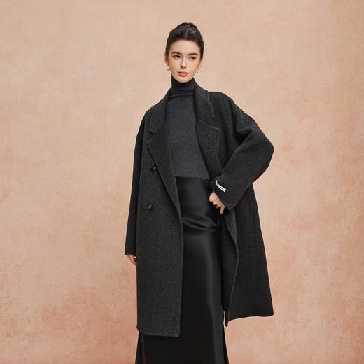 QH940斯尔丽2025新款西装领松弛感老钱风气质廓形百搭双面呢羊毛大衣 商品图8