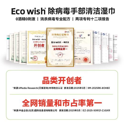 严选 | EcoWish手部清洁湿巾 6包/盒 每包6抽 迷你便携0酒精甲流乙流病毒消杀杀菌 商品图1