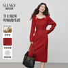 【年货节】熙世界圣诞氛围穿搭红色连衣裙女2025秋冬新款气质肌理针织长裙子 商品缩略图0