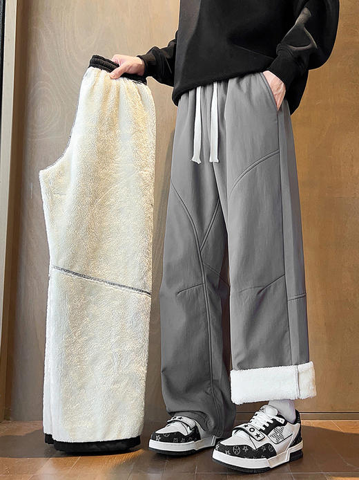 【GZ】无忧购羊羔绒裤子男士冬季加绒加厚卫裤宽松直筒休闲棉裤29179#（截单后5-7天发货） 商品图1