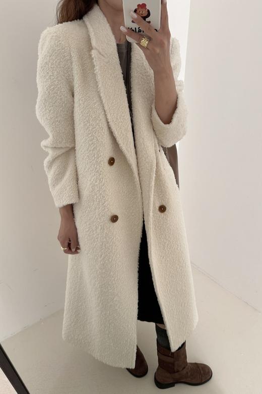 Le Malene 高级氛围感奶白色长款毛呢大衣 21309 商品图4