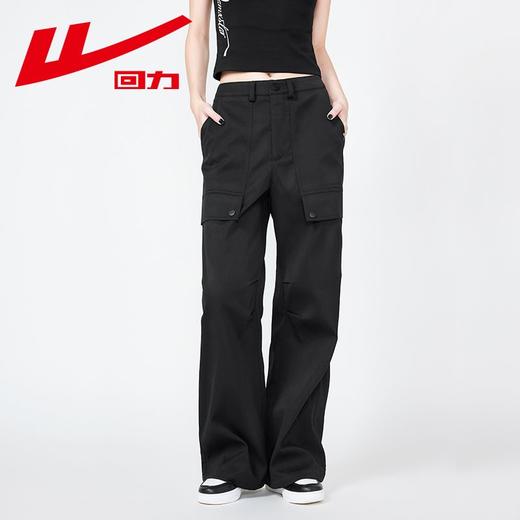 回力工装裤女2024春秋新款直筒宽松休闲阔腿裤百搭设计感西装长裤 商品图3