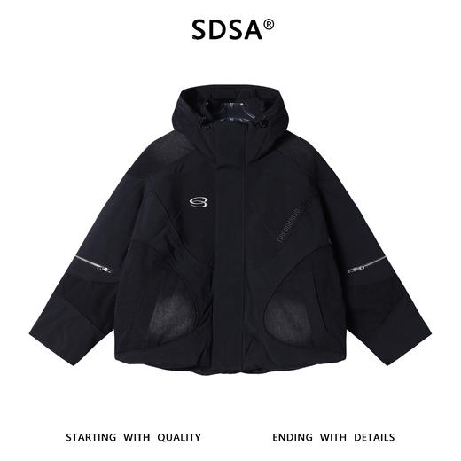 H909SDSA秋冬新款痞帅男装美式高街连帽羽绒服拼接撞色宽松潮牌外套 商品图1