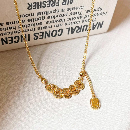 网红贵气碎冰冰爆闪五帝钱项链-纪念日百货门店同款167750372 商品图0