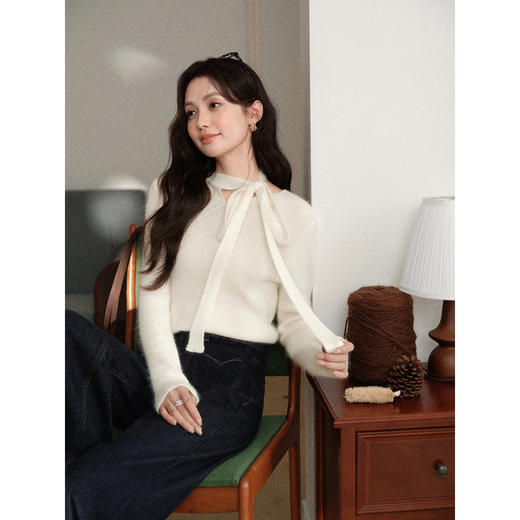 鹿向南「咖啡馆柔」深蓝色加绒牛仔裤女秋冬季保暖阔腿直筒长裤子 商品图4