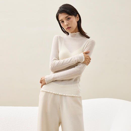 超轻薄羊绒半高领打底衫  SJF97W246N 商品图2