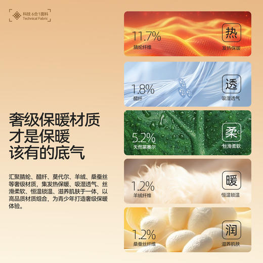 【E】【69元两套 单套不发】儿童醋酸&青少年羊绒抗菌保暖内衣套装 商品图8