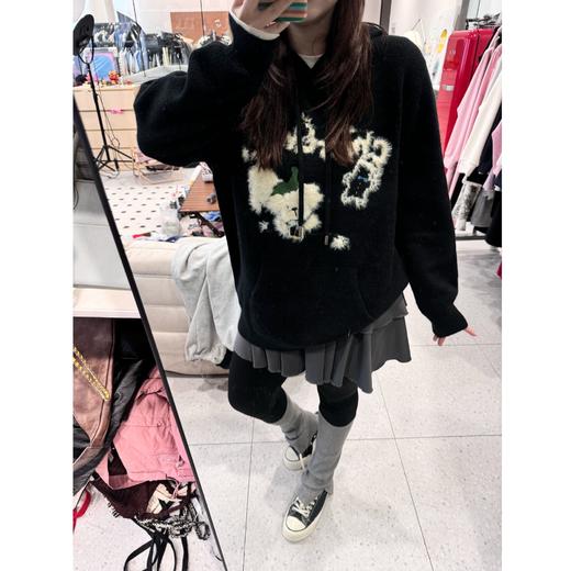 25AW上新 蕾蕾同款【圣诞家族】胸前圣诞图案宽松连帽针织毛衣 商品图2