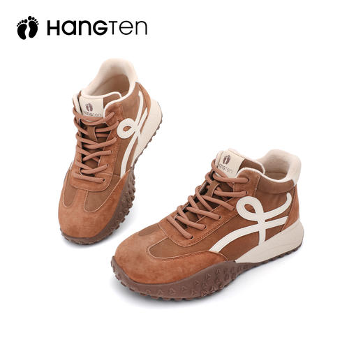 HANGTEN欢腾秋冬女鞋橡胶大底休闲保暖加绒高帮底德训鞋G5365028DD 商品图1