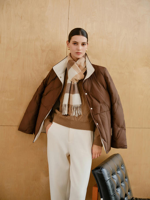 【立领双面穿羽绒服】25年秋冬新品女士90白鹅绒舒适保暖外套 商品图0