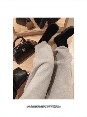 金蘑菇菇  舒适体感 温泉运动裤/百搭宽松藏肉加绒卫裤束口运动裤