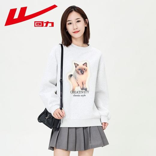 回力圆领卫衣女春秋款潮流新款猫咪印花套头卫衣宽松长袖上衣女生 商品图4