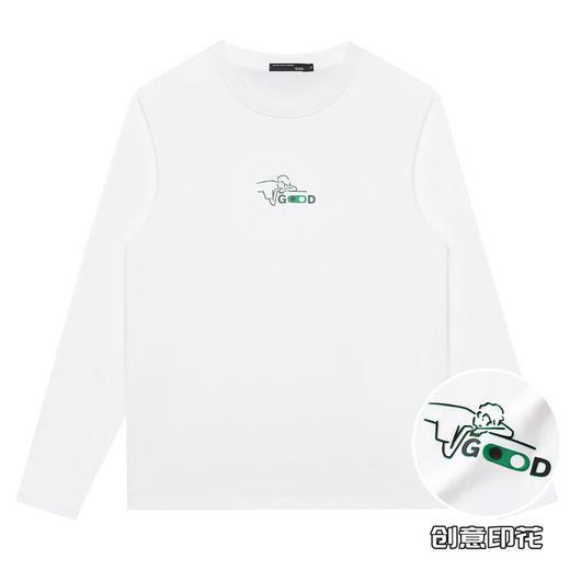 GXG男装【100%棉】秋季卡通人物印花男士日常简约打底t恤K&C 商品图2