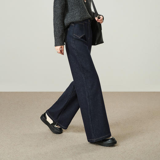 【仿水貂绒-阔腿牛仔】逸阳冬新品加绒加厚不易褪色保暖软垂阔腿裤7359V 商品图6