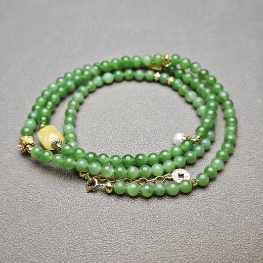 精美！和田玉俄料苹果绿阳绿108念珠 1122-21 商品图3