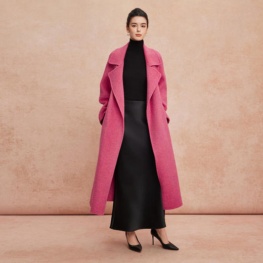 QH930斯尔丽2025新款杂花色轻柔慵懒风气质高雅廓形方式羊毛大衣 商品图3