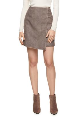 LNNNS 棕色人字纹信封裙 16064