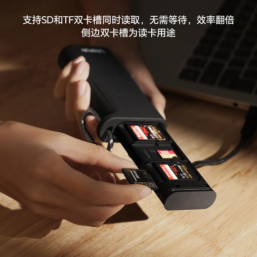 Ulanzi优篮子 CR2多功能闪存卡盒收纳读写二合一SD/TF/SIM卡读卡器USB3.1高速传输多合一适用手机平板电脑 商品图3