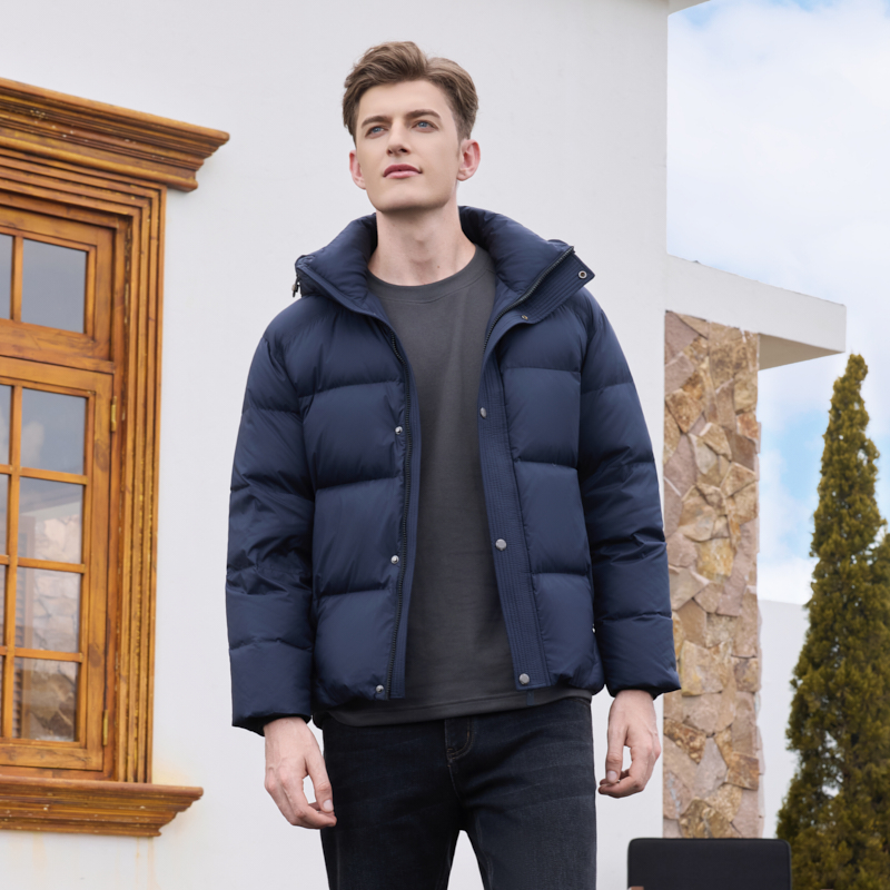 半身缘男装 冬季连帽经典百搭舒适羽绒服254312M01710124