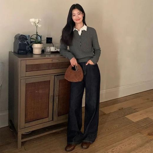 水貂绒丹宁牛仔裤｜加绒加厚升级，直筒阔腿黄金廓形 商品图2