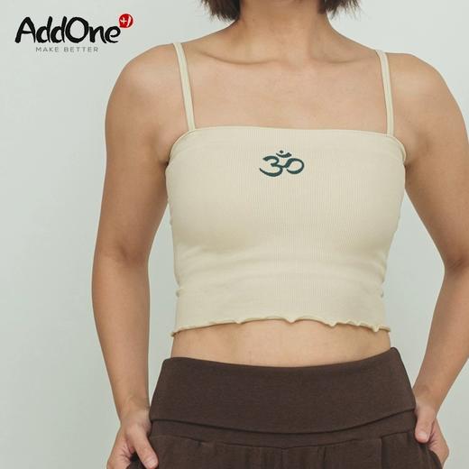 AddOne+1 New瑜伽普拉提运动高弹罗纹OM印花吊带短背心 商品图0