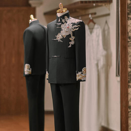 珠绣中山装套装男新中式结婚新郎服接亲唐装订婚敬酒礼服2025秋季 商品图2