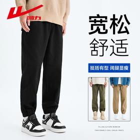 回力工装裤男士2025春秋新款美式机能裤潮流黑色运动束脚休闲裤子