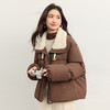 【年货节】熙世界复古咖色巴恩风棉袄外套女冬季毛绒翻领短款牛角扣棉服棉衣 商品缩略图4