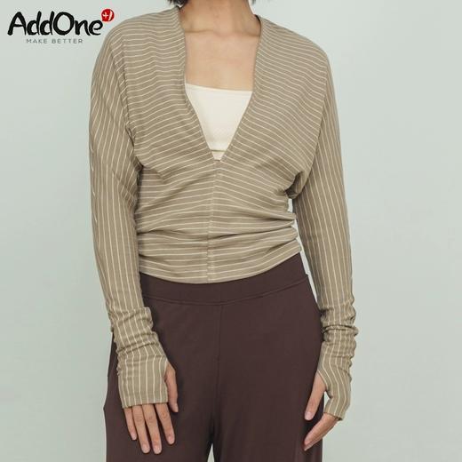 AddOne+1New瑜伽休闲大V领条纹针织长袖羊绒混纺 商品图0