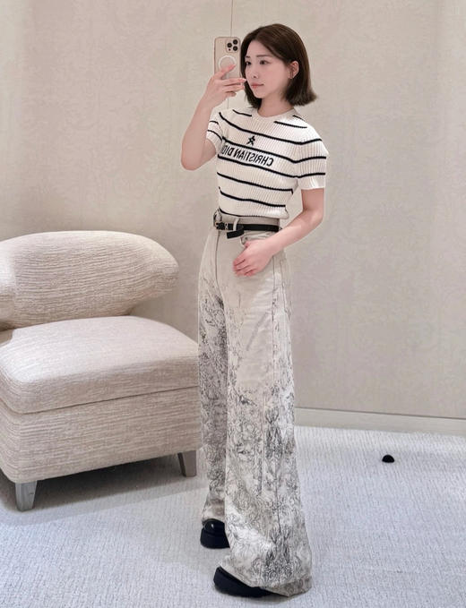 迪奥 最新款 条纹针织短袖T恤 (KX*MM) 商品图5